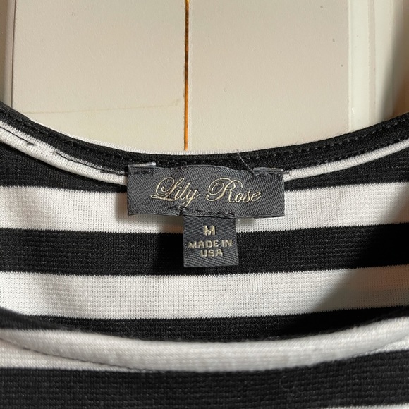 Lily Rose Striped Peplum Tank Top w/ Scalloped Hem - Picture 3 of 3